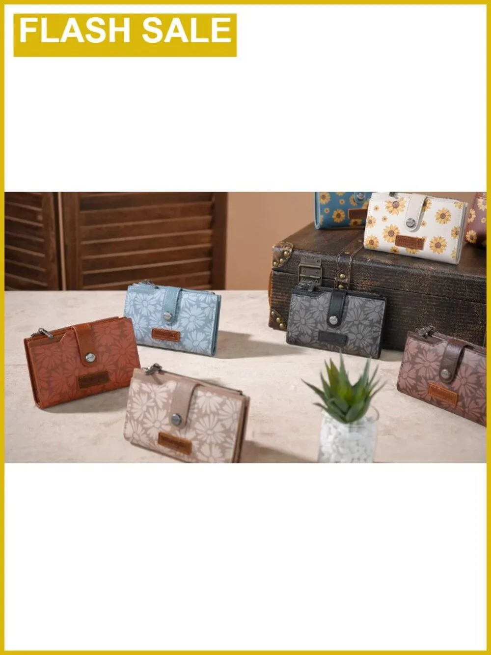 Tri-Fold RFID Blocking Vegan Leather Wallet with Zipper Pocket & ID Window
